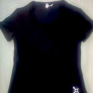 Orangetheory short sleeve black top with mesh back